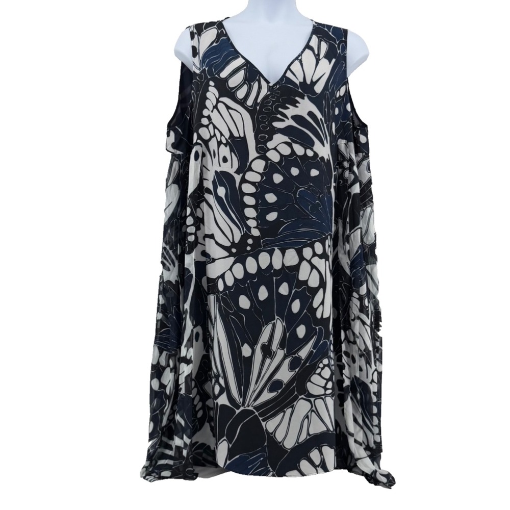 Persona Marina Rinaldi Butterfly Midi Dress US 20 Flutter Panels Italian Luxury